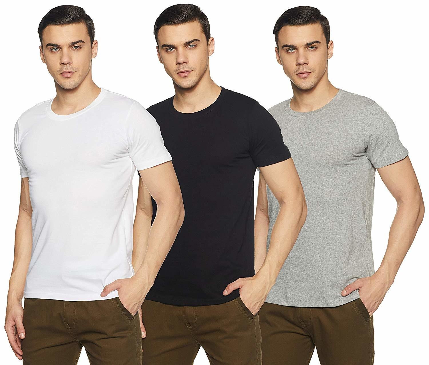 Chromozome Men&#39;s Plain Regular Fit T-Shirt (Pack of 3)