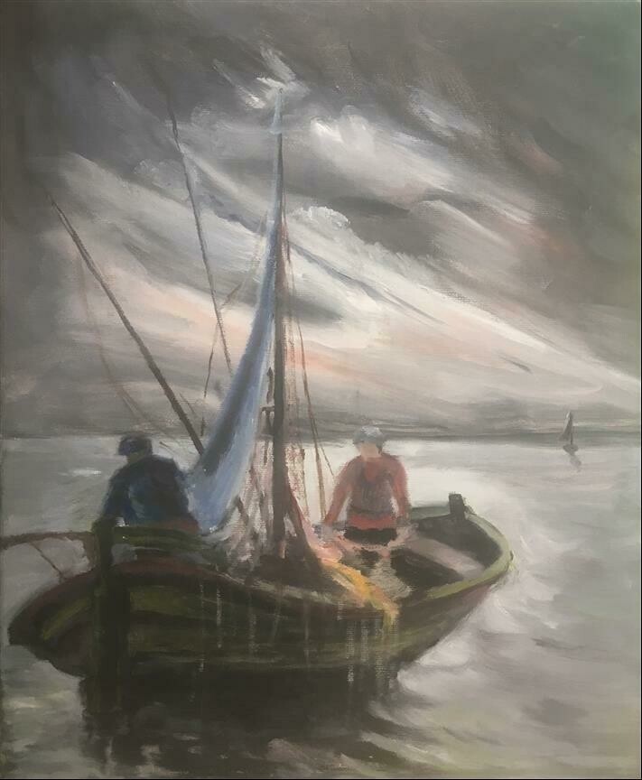 Fishing in the Iroise sea - Oil on Canvas