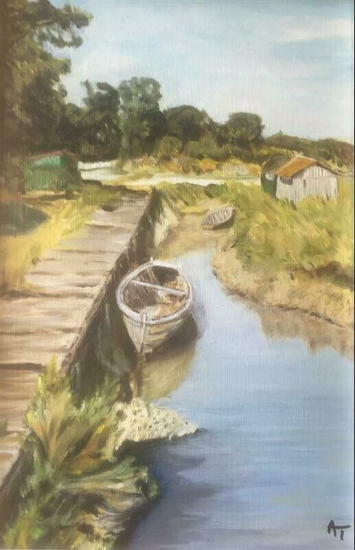 the boat on the island of Oléron - Oil on Canvas