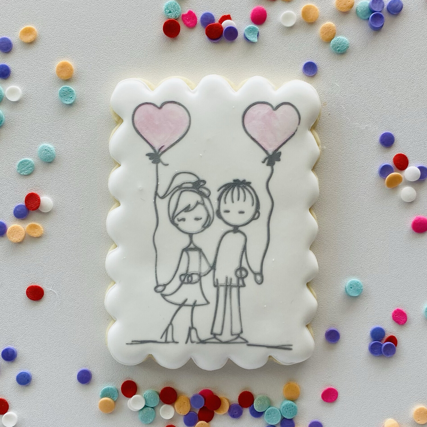 Stick Figure Couple With Balloons Silkscreen Stencil