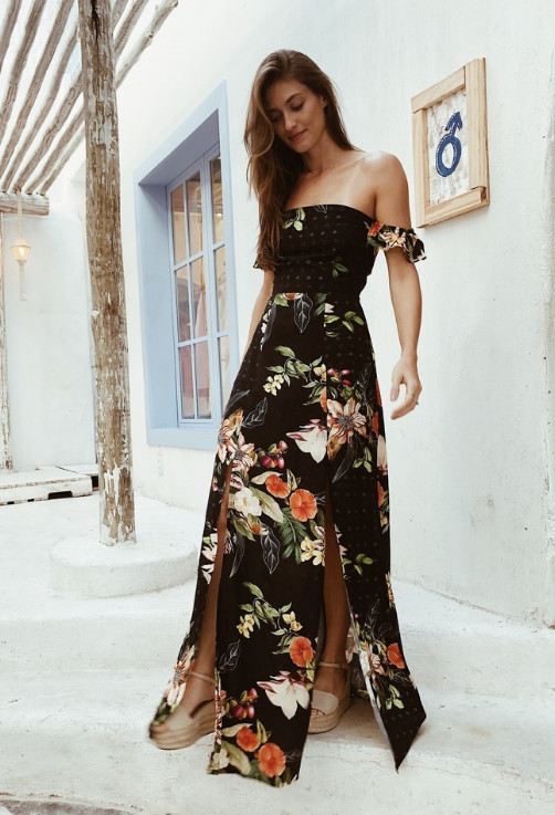 vestido longo florido