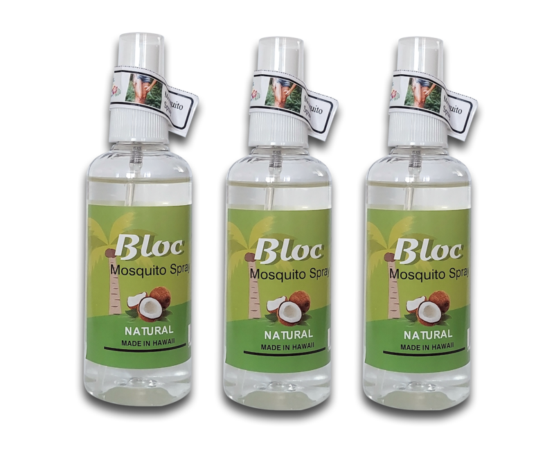 Bloc Mosquito Repellent (3 Pack)  3.3oz Travel size Natural Made in Hawaii