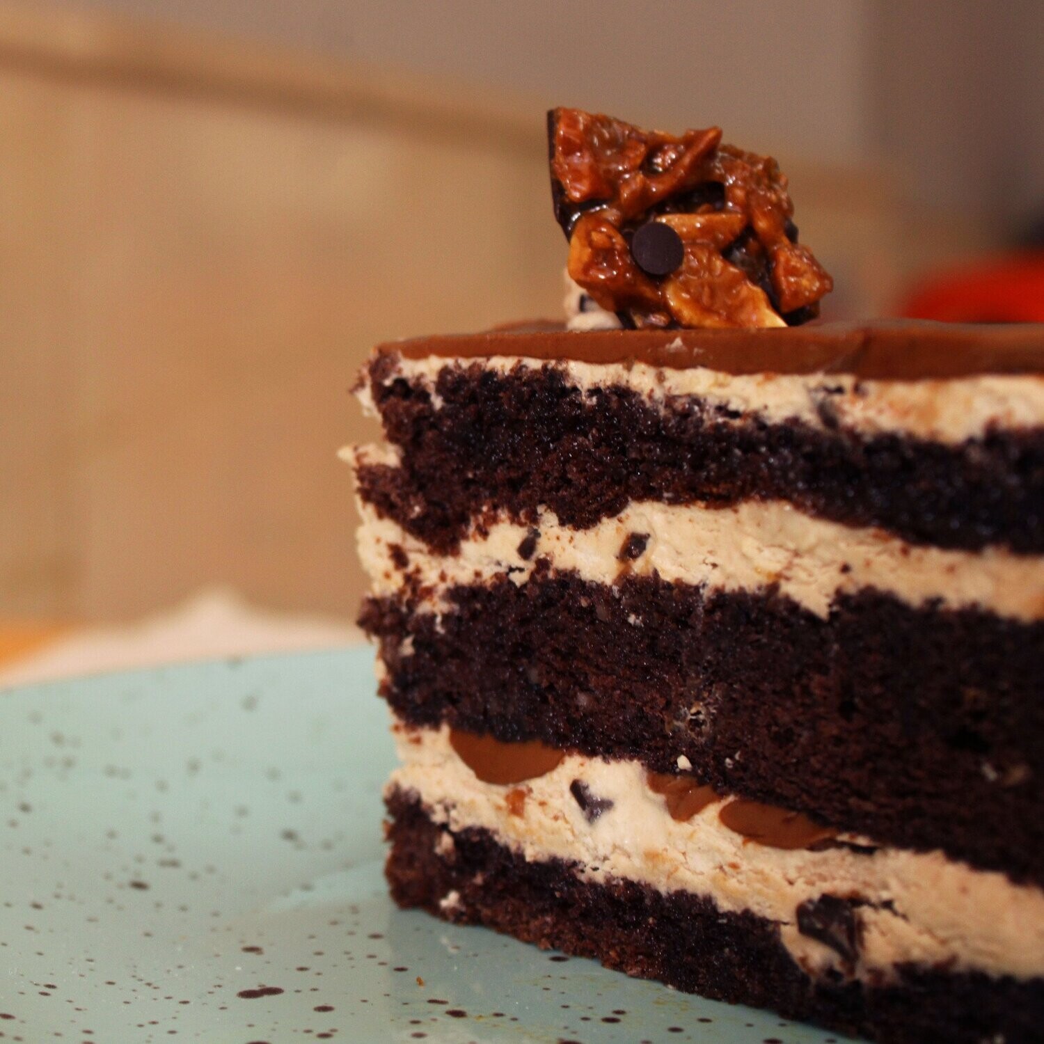 Porción - Tarta de Ferrero Porción - Tarta de Ferrero