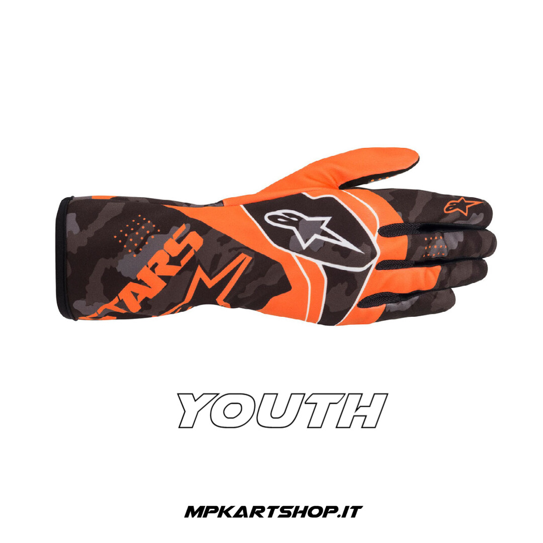 Guanti Alpinestars Tech-1 K RACE S. Camo Arancio Fluo BIMBO