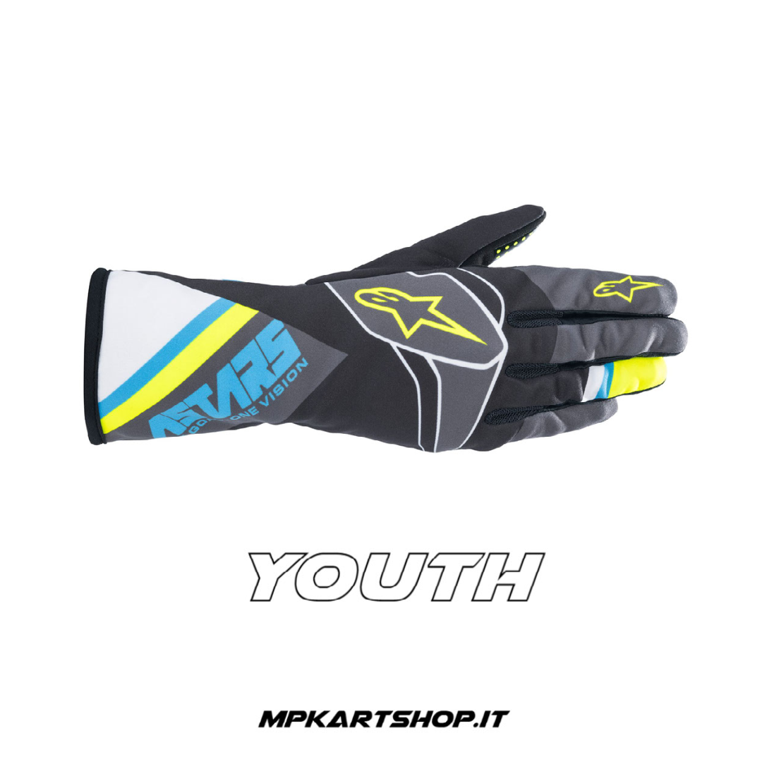 Guanti Alpinestars Tech-1 K Race V2 Graphic Nero/Azzurro BIMBO