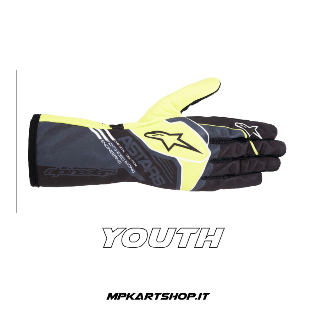 Alpinestars Tech-1 K Race V2 Corporate Antracite/Lime YOUTH gloves