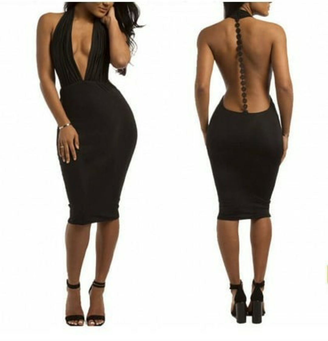 FF v-neck backless midi