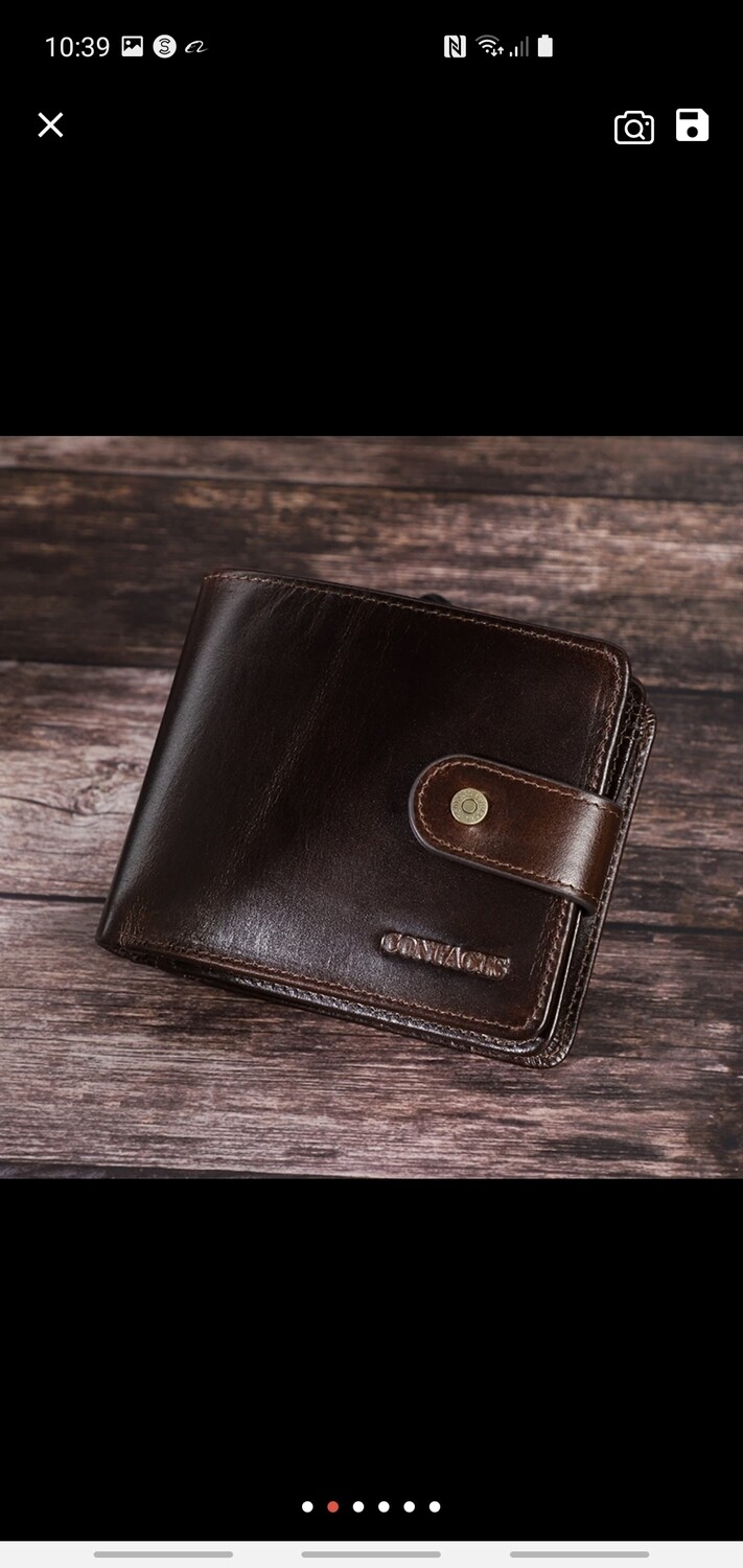 Contact rfid genuine leather men wallet