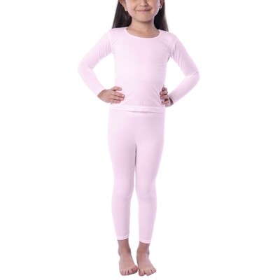 Pantalón térmico rosa con raya blanca para niña