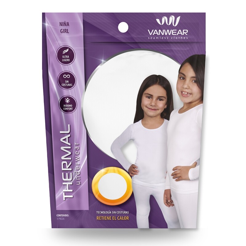 Paquete de  playera cuello redondo y legging térmico con raya blanca para niña