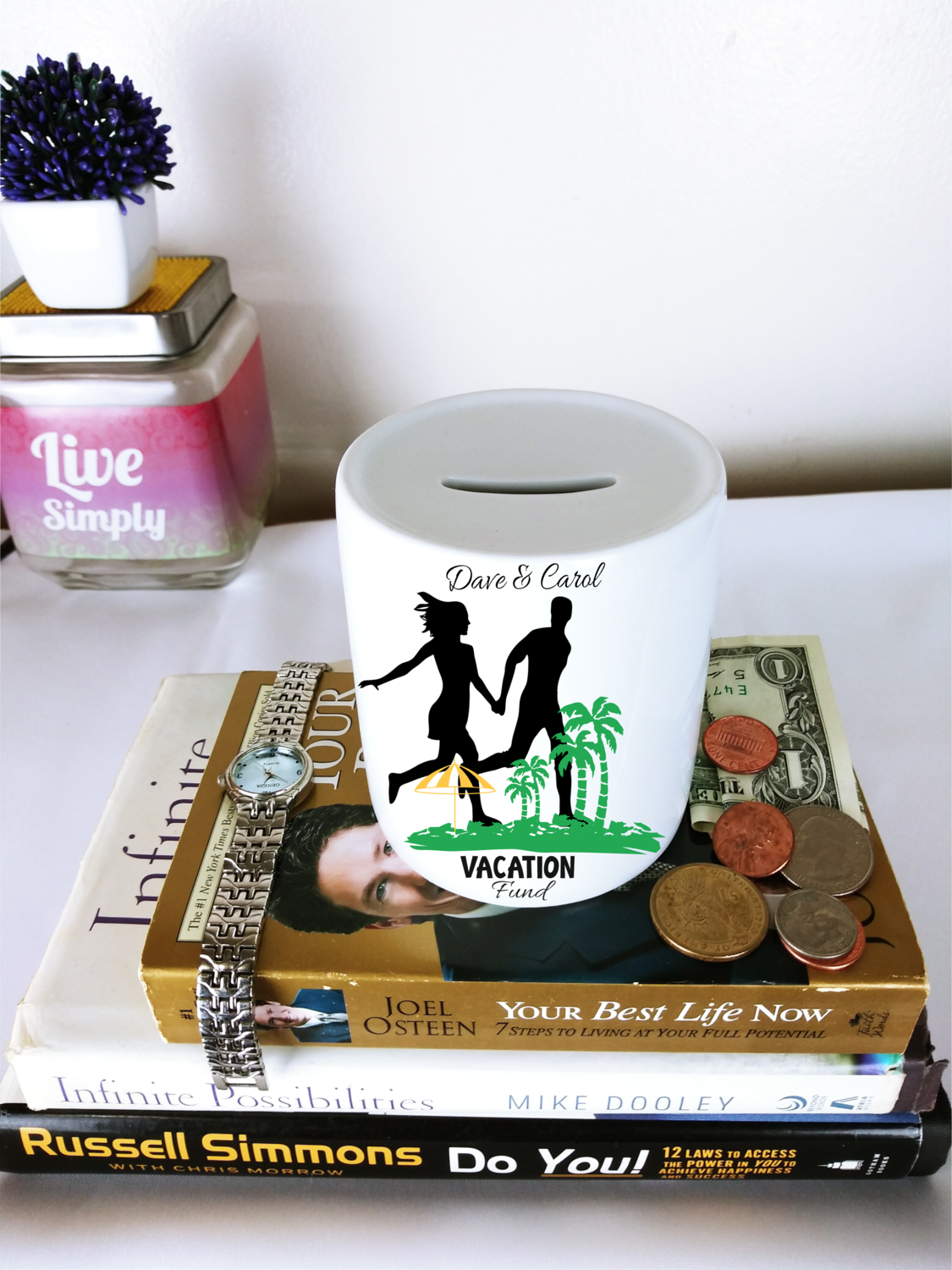 Personalized Coin Banks-Collection1, Selection: Vacation Fund