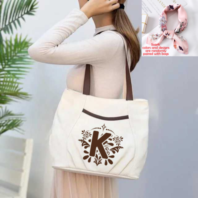 Personalized Canvas Tote Bags With Scarf