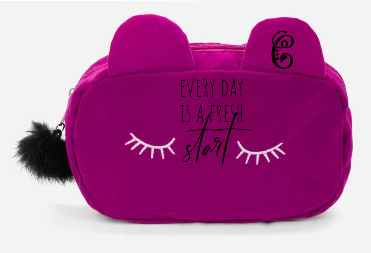 Personalized Cosmetic Purses With Pom Pom Charm, Selection: Every Day Is a Fresh Start