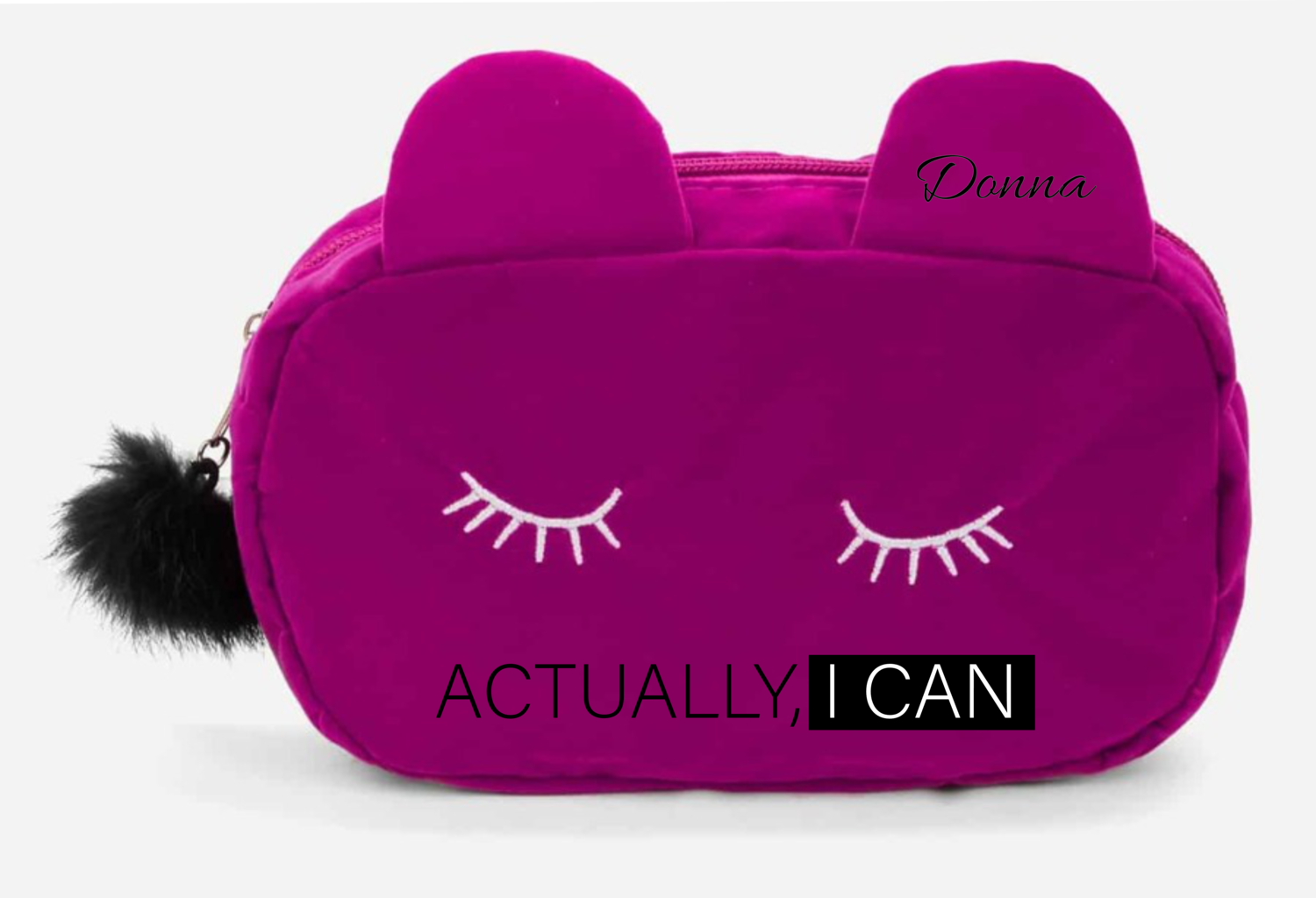 Personalized Cosmetic Purses With Pom Pom Charm