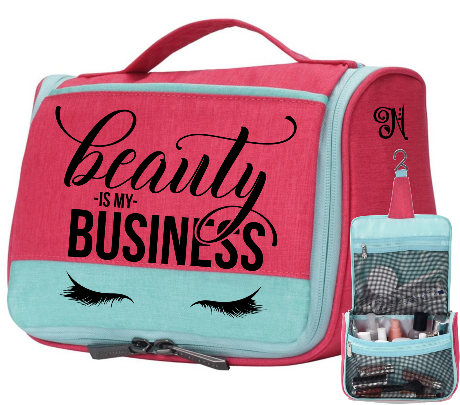 Personalized Travel Pouches With Hanging Hook, Selection: Beauty Is My Business