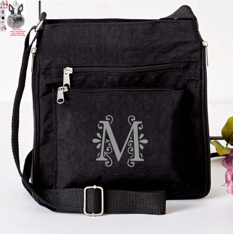 Personalized Crossbody Bags With Pom Pom Charm