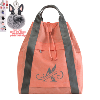Personalized 2IN1 Backpacks/Tote With Pom Pom Charm