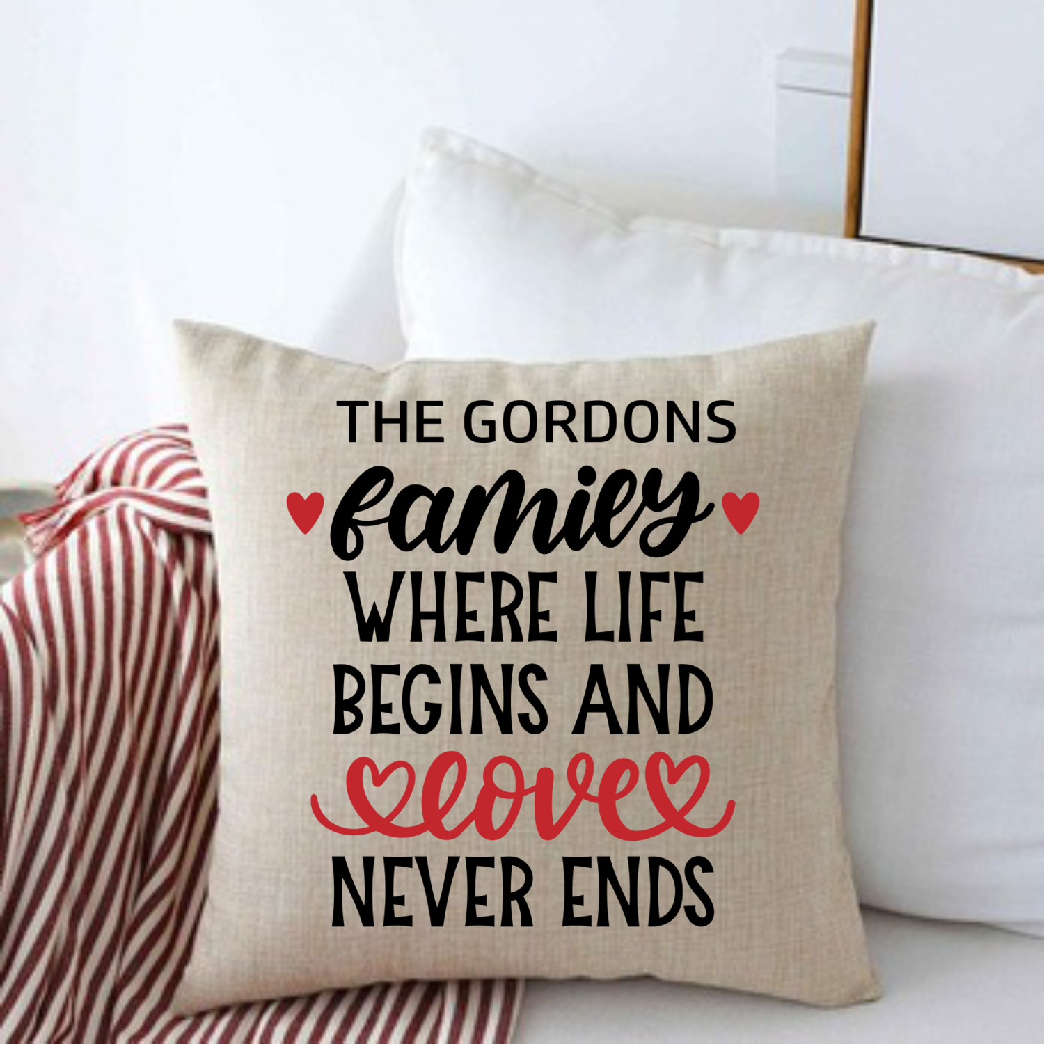 Personalized Throw Pillows for Family-Housewarming Gift-Holiday Gift-Gift for Friends