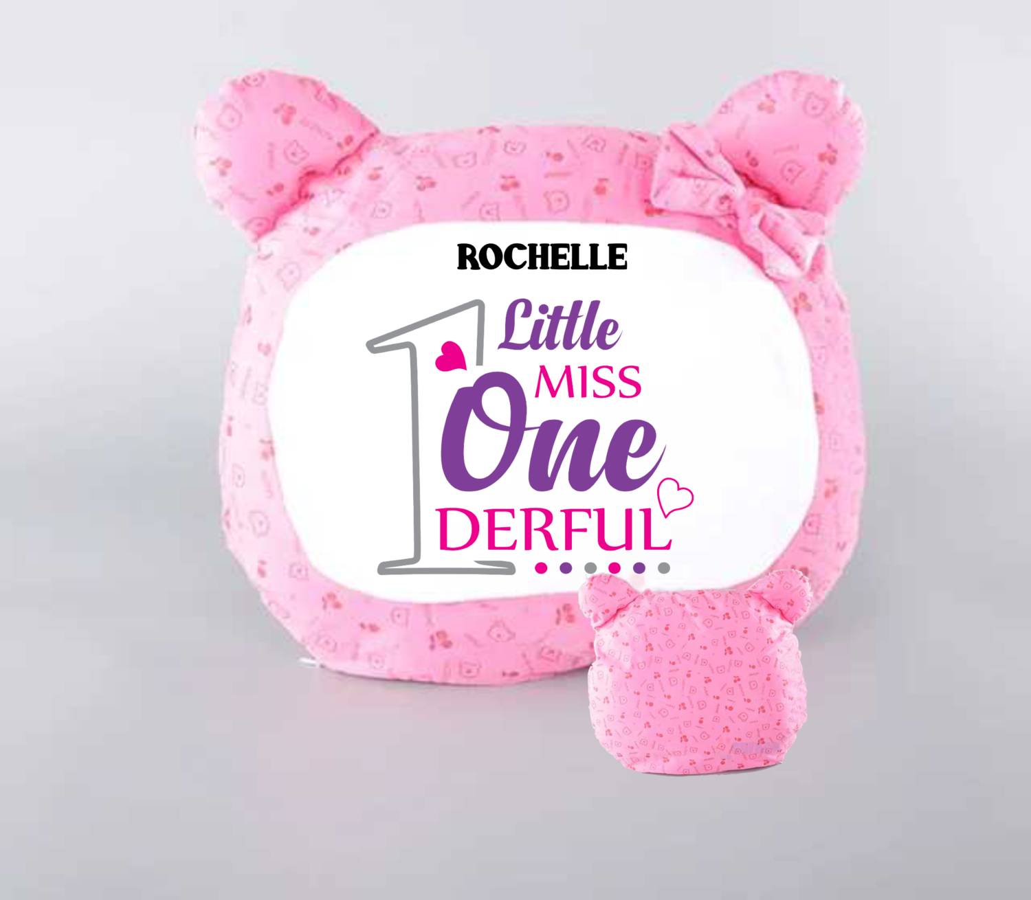 Personalized Bear Head Birthday Pillows-Girls
