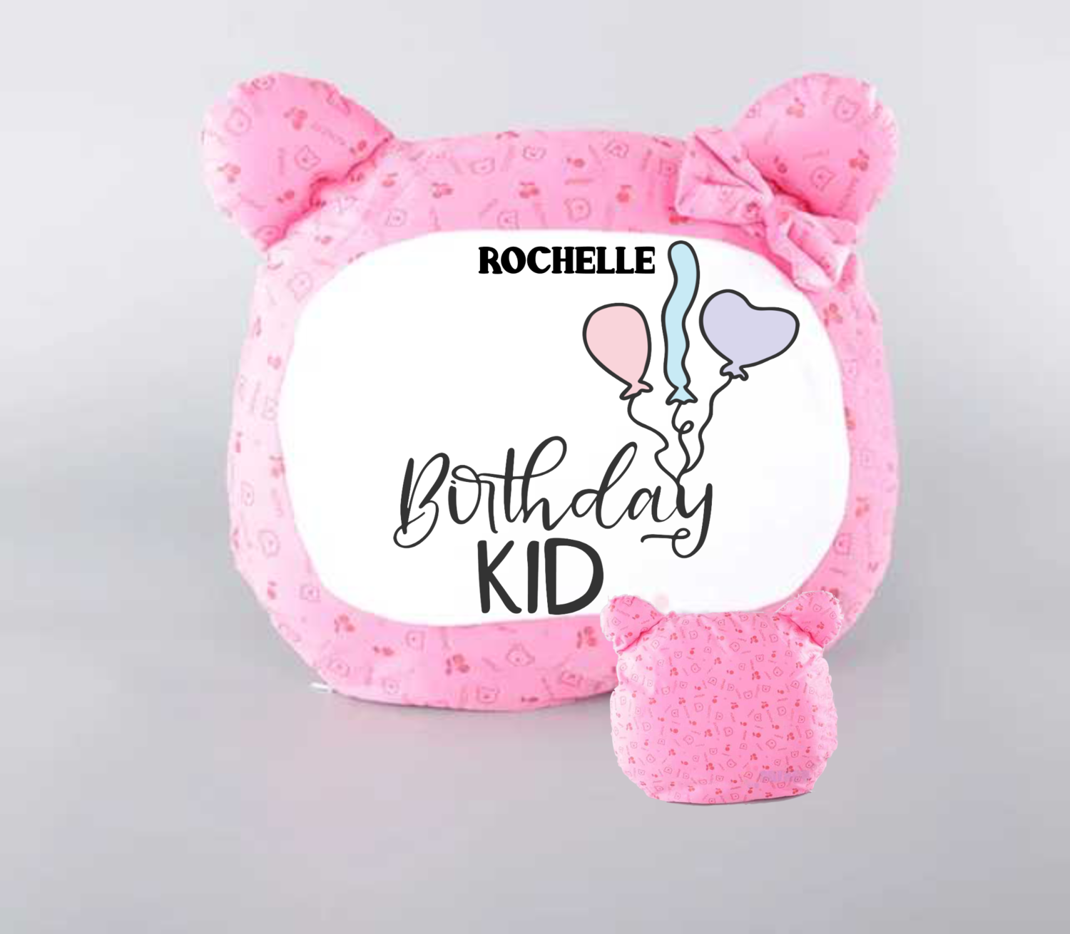 Personalized Bear Head Birthday Pillows-Girls