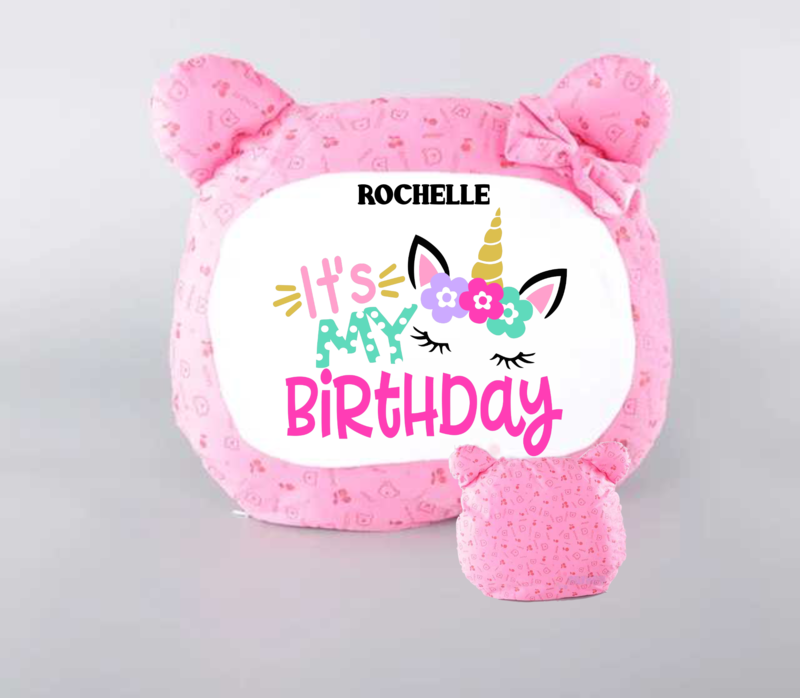 Personalized Bear Head Birthday Pillows-Girls
