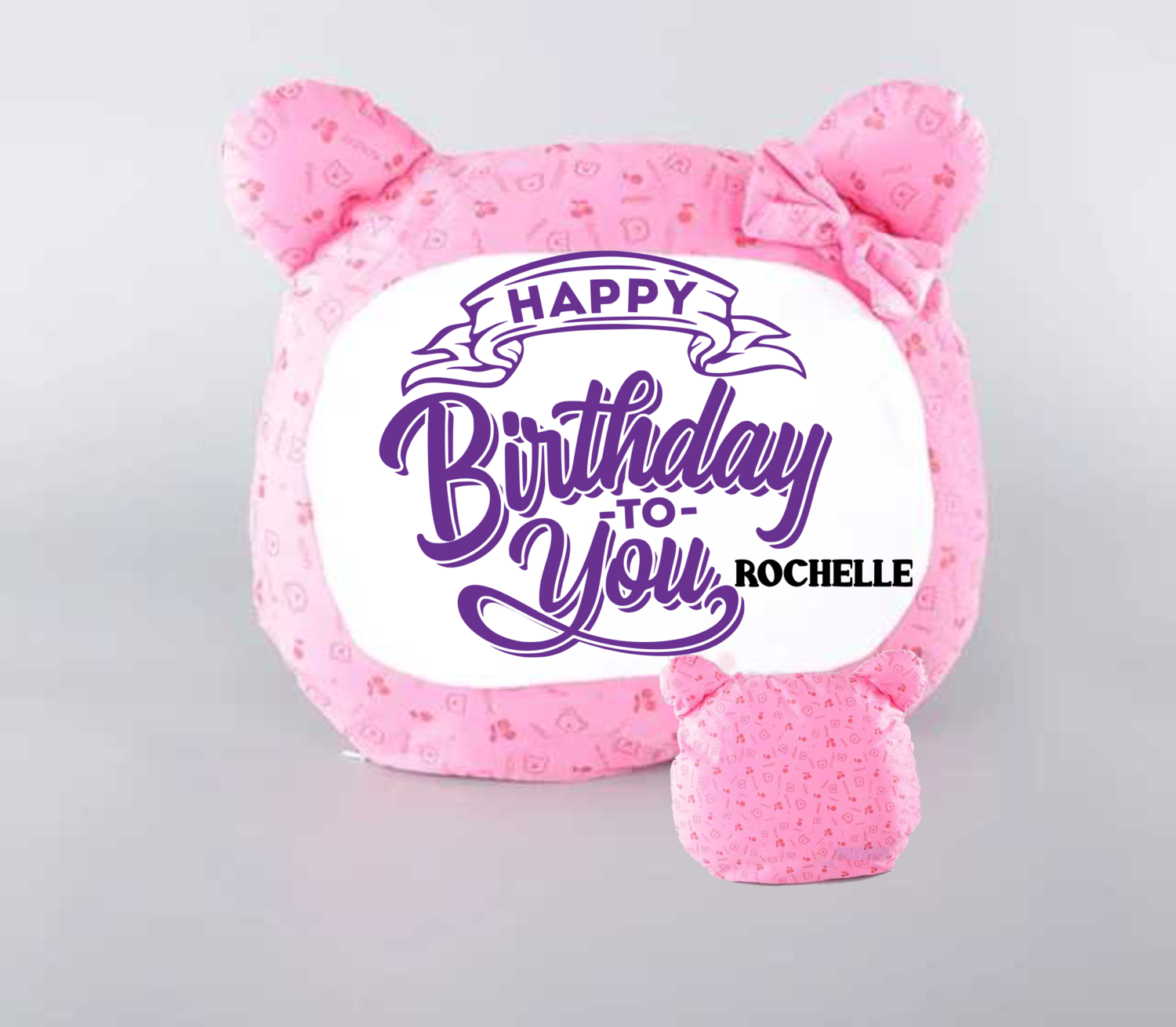 Personalized Bear Head Birthday Pillows-Girls