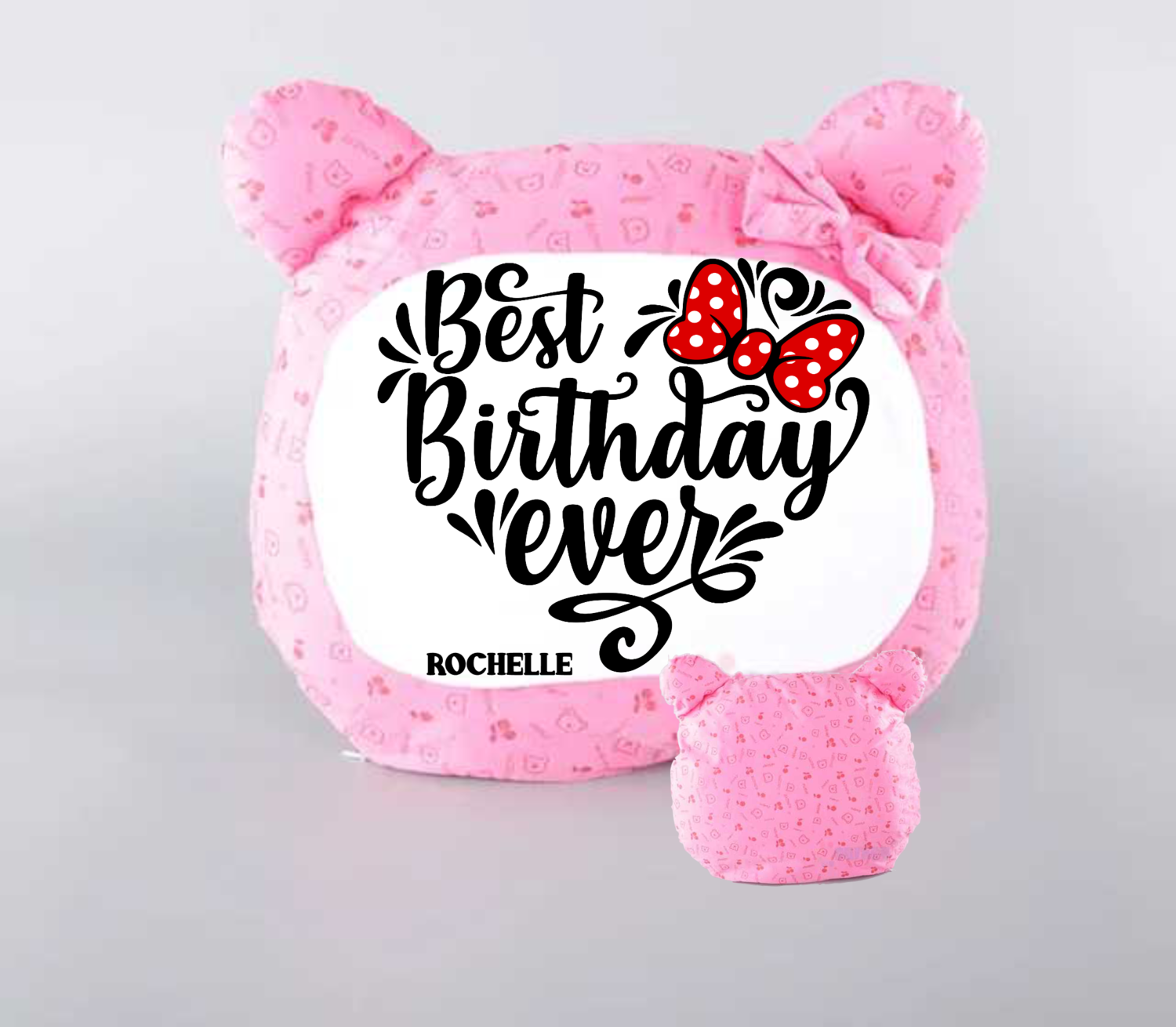 Personalized Bear Head Birthday Pillows-Girls