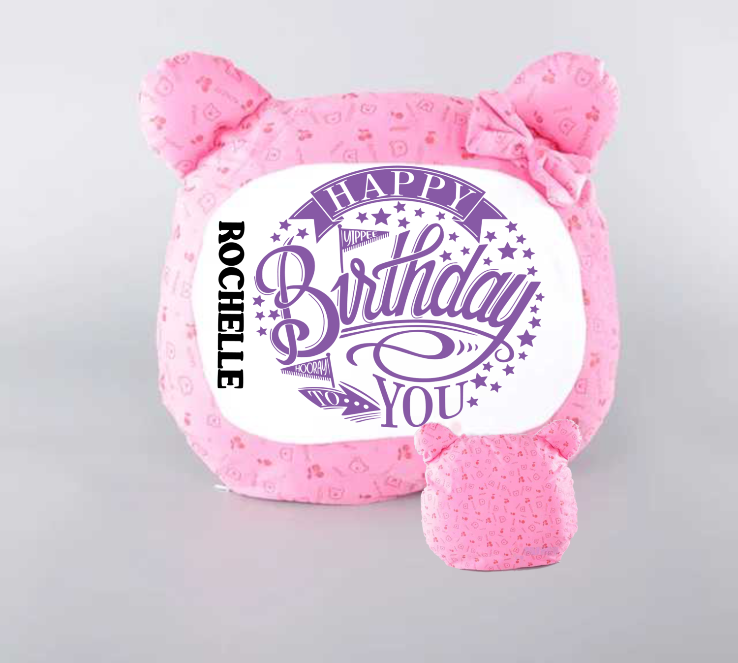 Personalized Bear Head Birthday Pillows-Girls