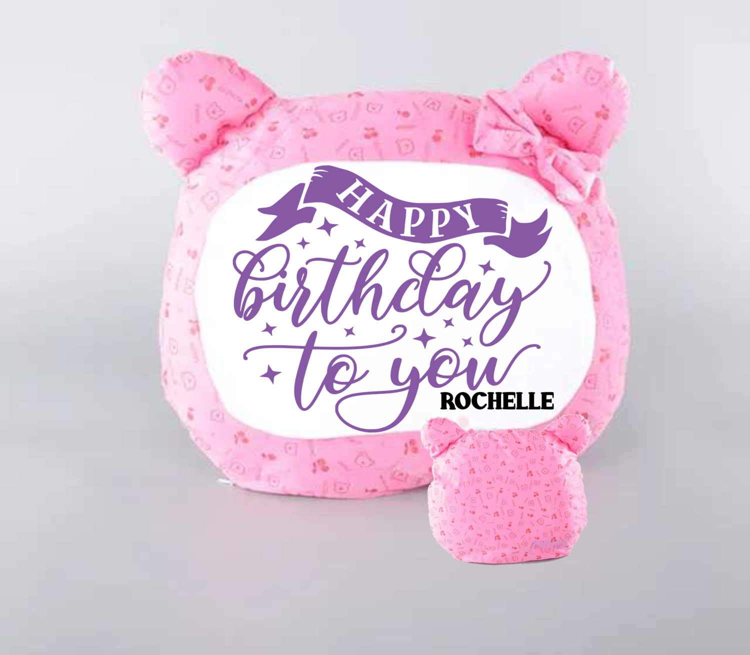 Personalized Bear Head Birthday Pillows-Girls