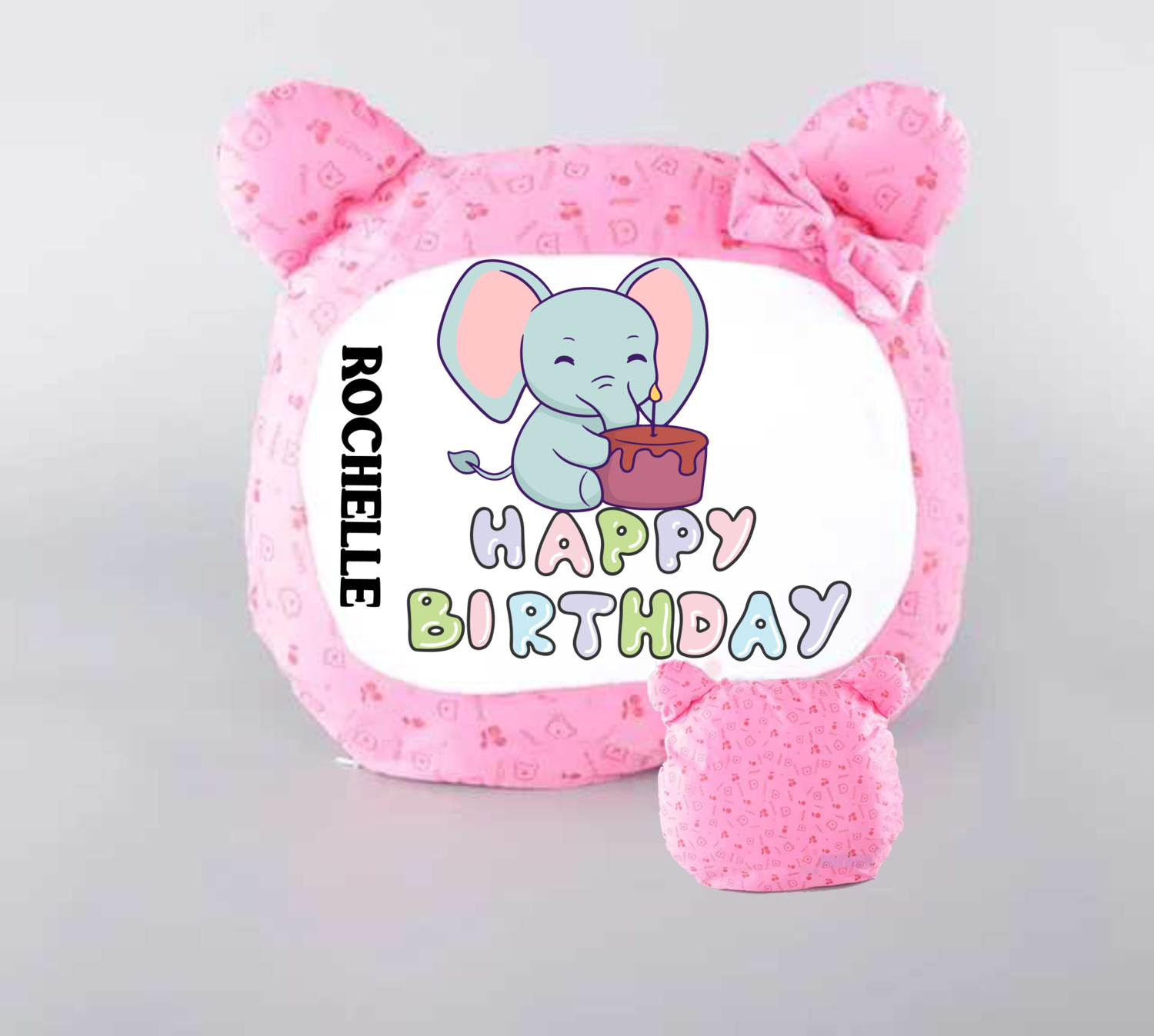 Personalized Bear Head Birthday Pillows-Girls