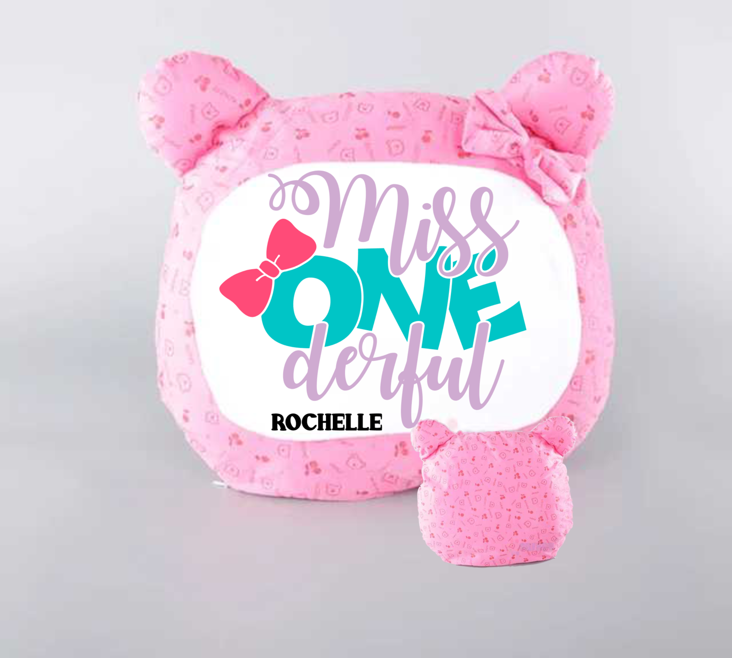 Personalized Bear Head Birthday Pillows-Girls