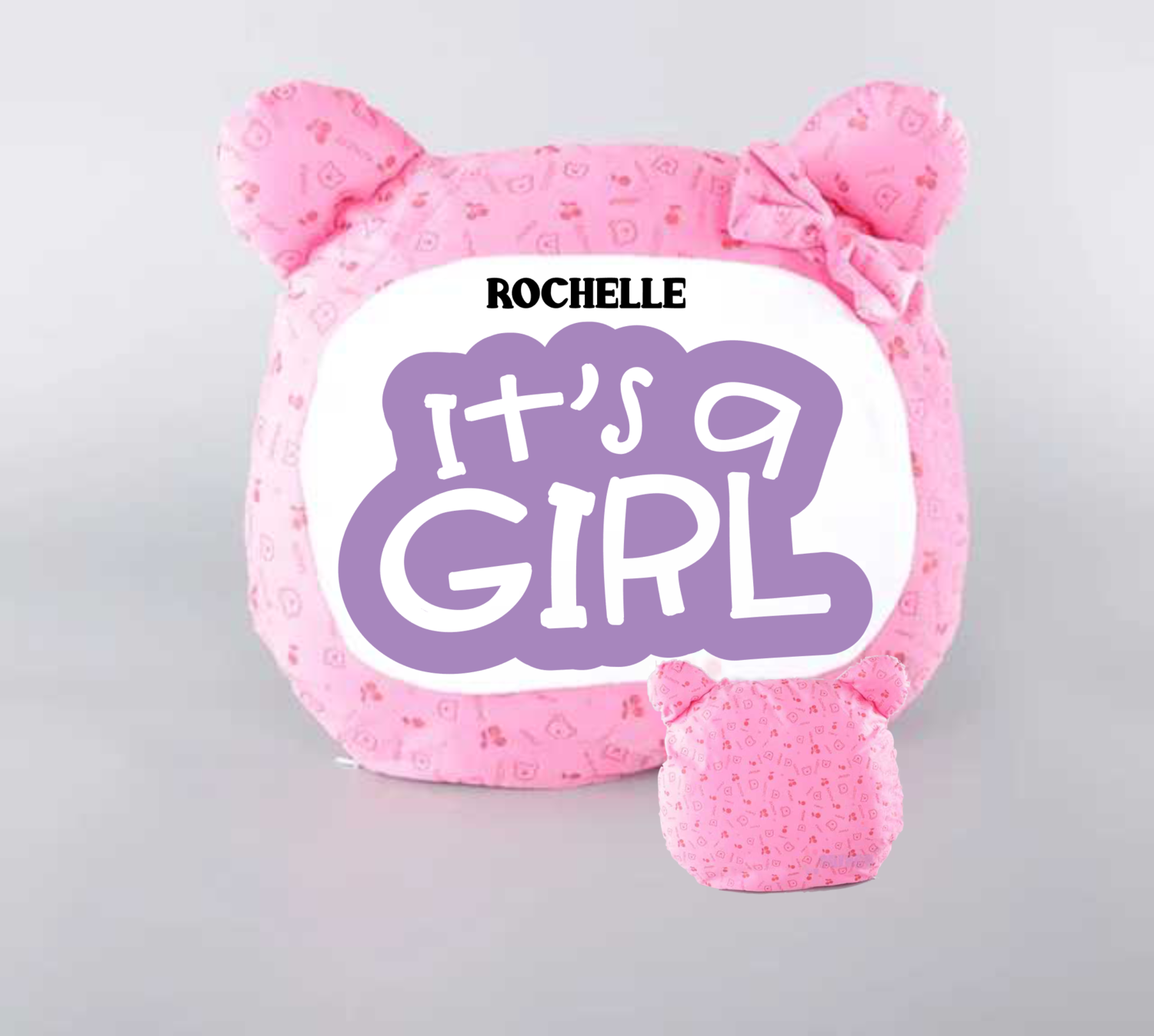 Personalized Bear Head Birthday Pillows-Girls