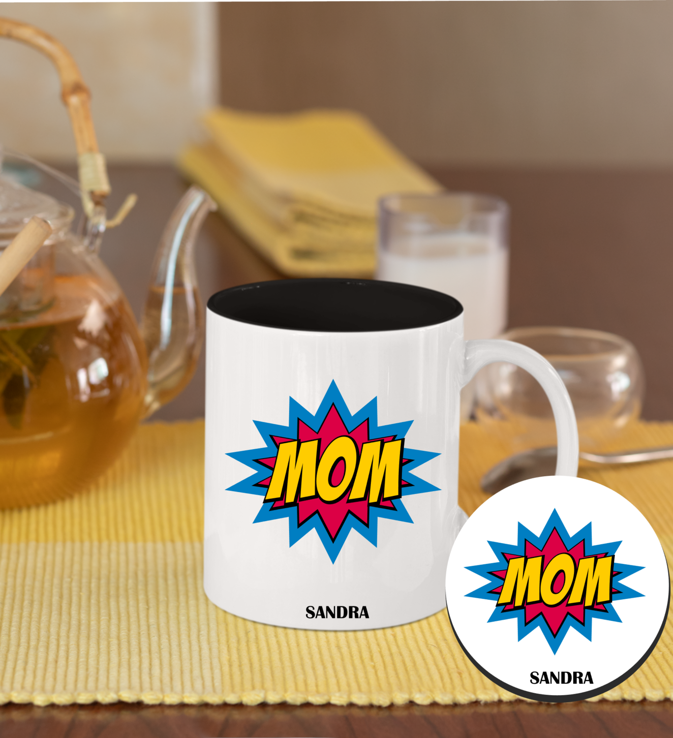 Personalized Mug &amp; Coaster Sets-Mom/Dad
