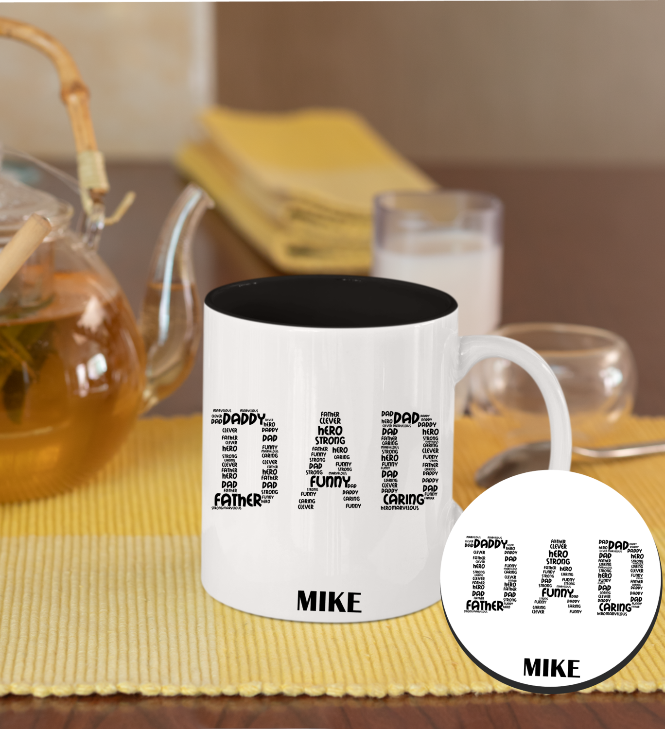 Personalized Mug &amp; Coaster Sets-Mom/Dad