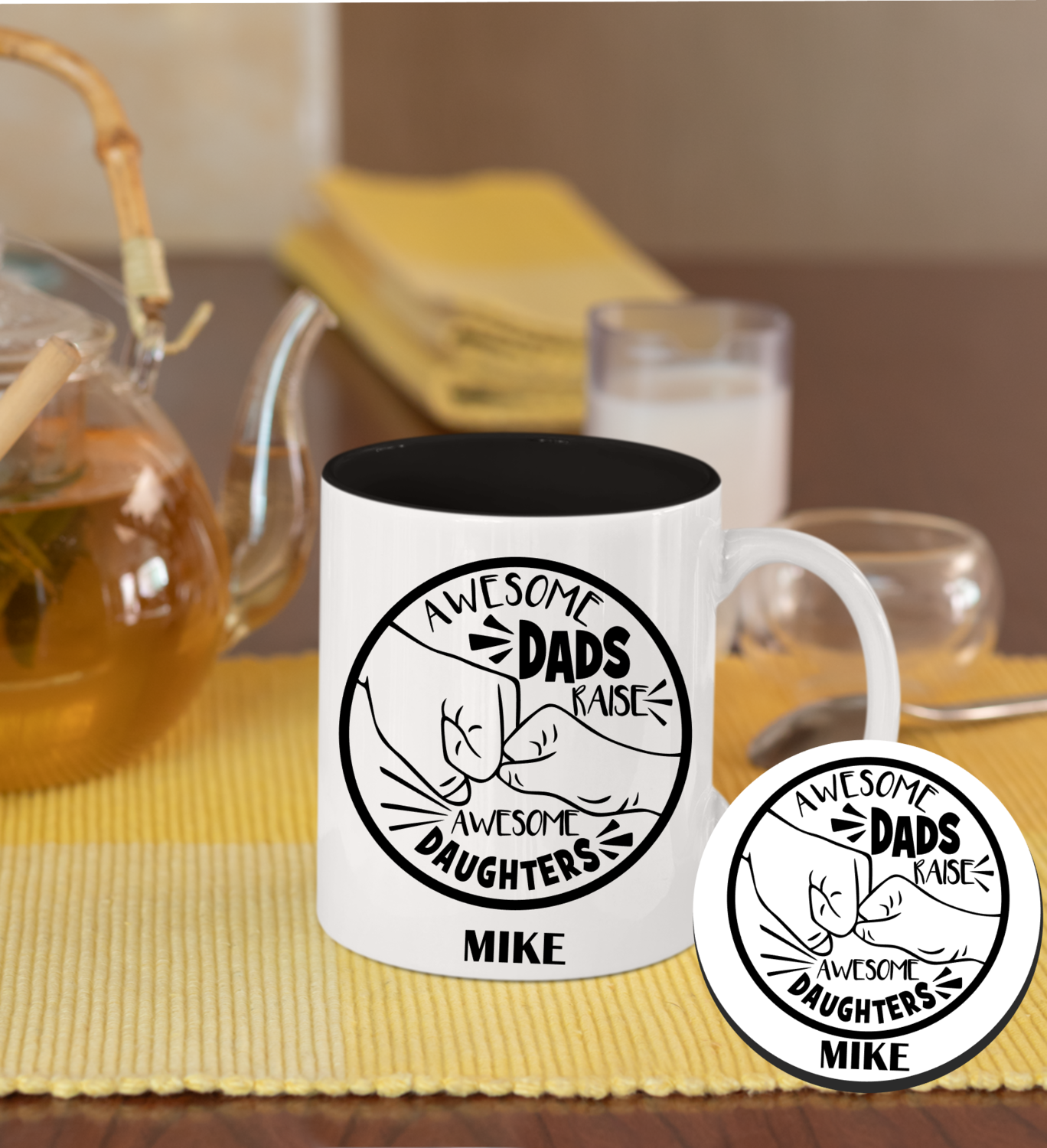 Personalized Mug &amp; Coaster Sets-Mom/Dad
