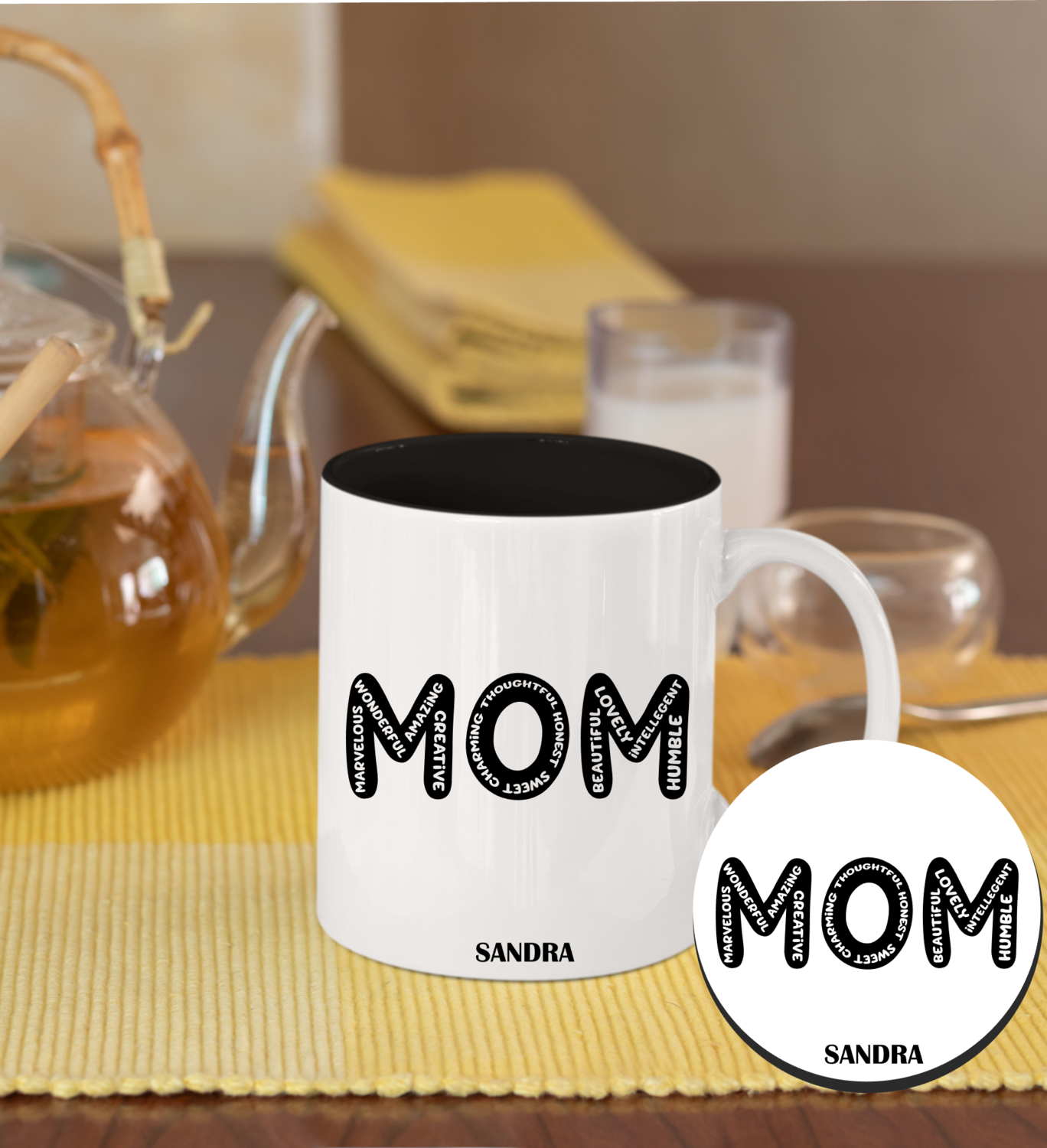 Personalized Mug &amp; Coaster Sets-Mom/Dad