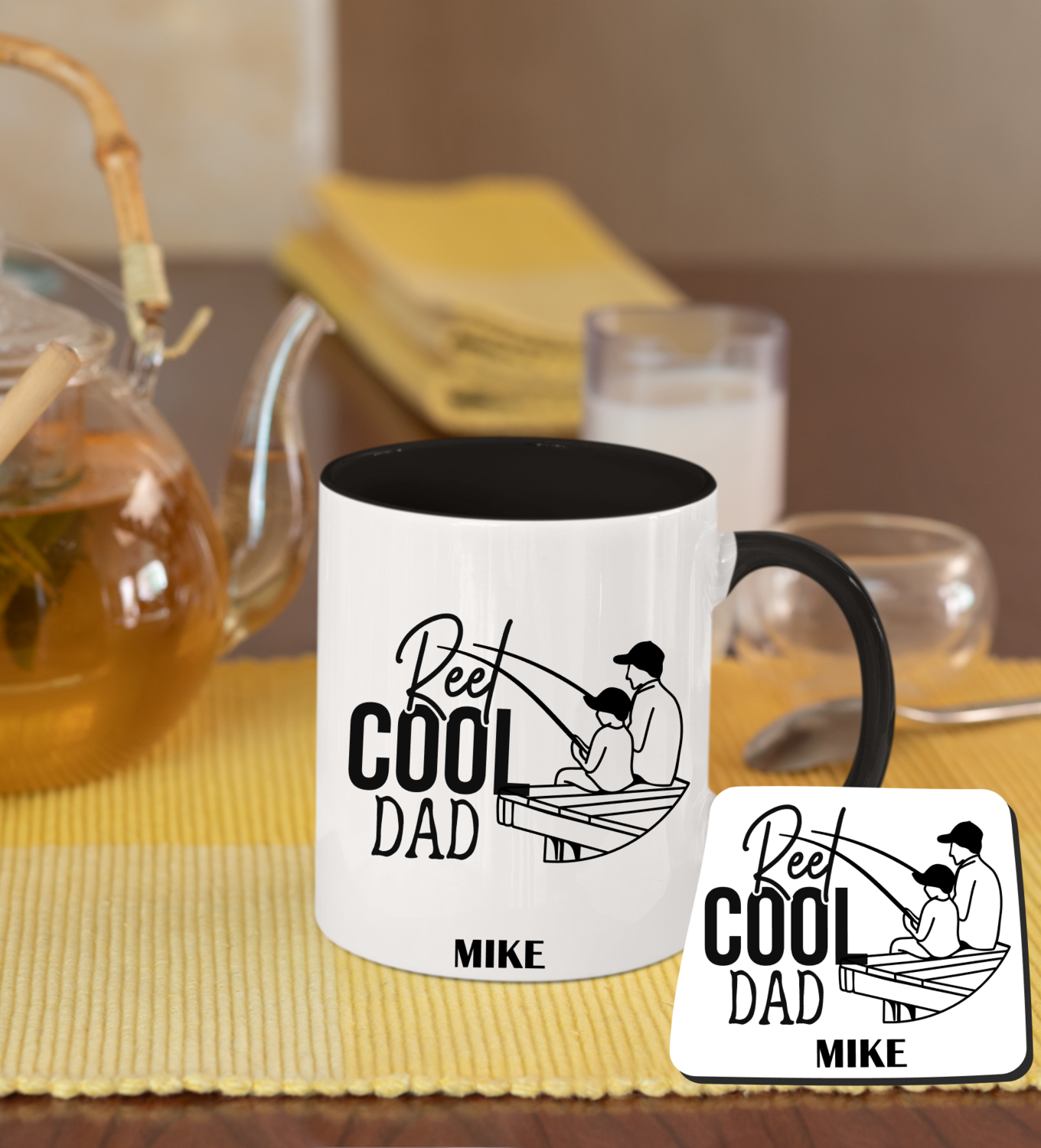 Personalized Mug &amp; Coaster Sets-Mom/Dad