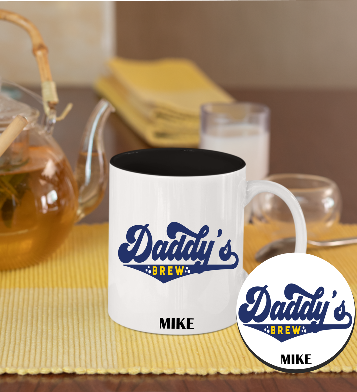Personalized Mug &amp; Coaster Sets-Mom/Dad