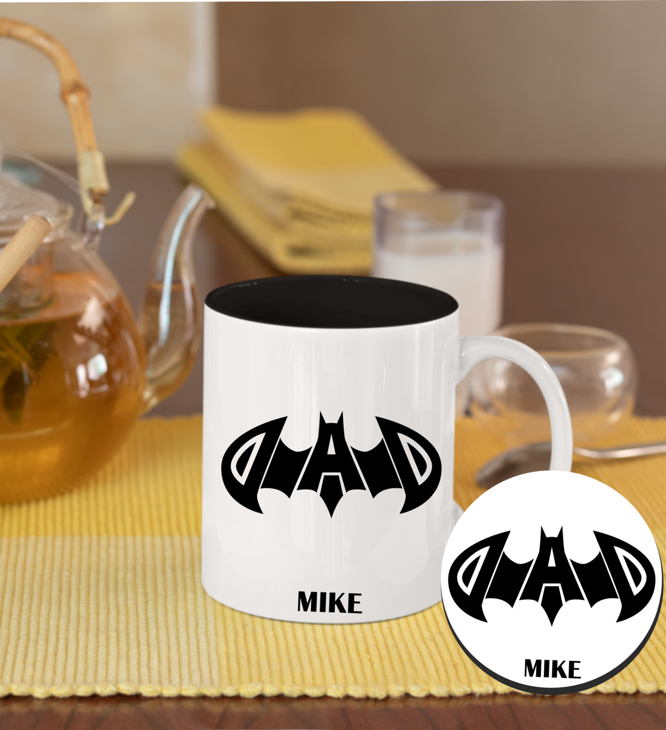 Personalized Mug &amp; Coaster Sets-Mom/Dad