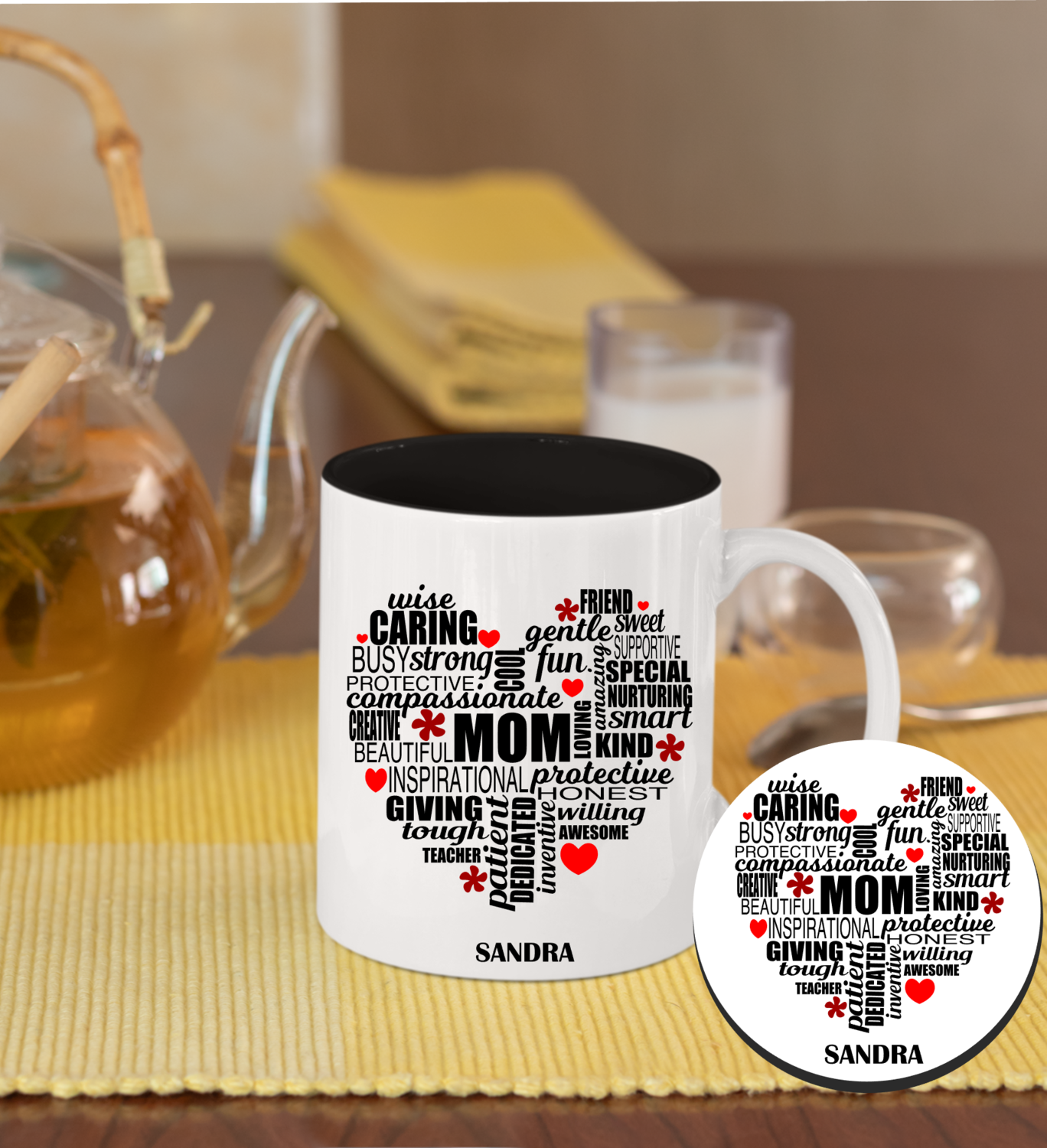 Personalized Mug &amp; Coaster Sets-Mom/Dad