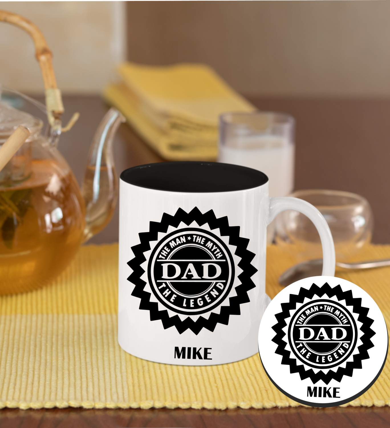 Personalized Mug &amp; Coaster Sets-Mom/Dad