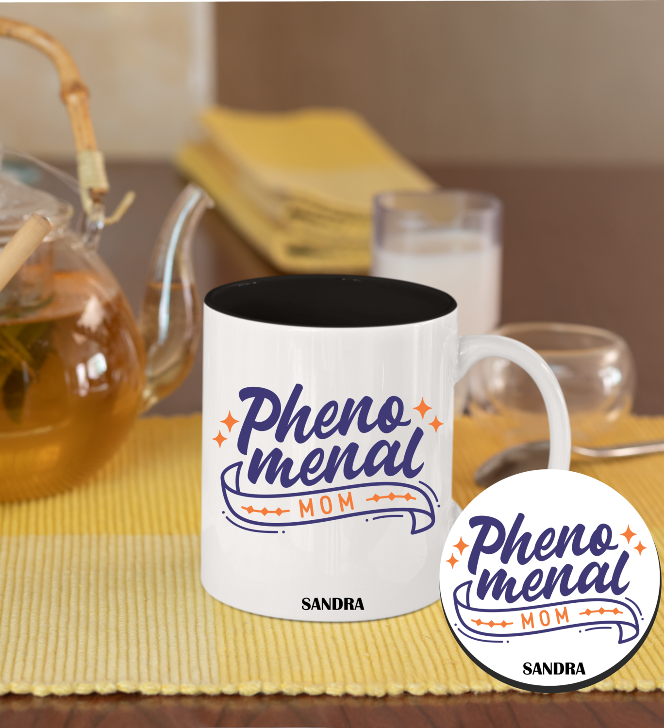 Personalized Mug &amp; Coaster Sets-Mom/Dad