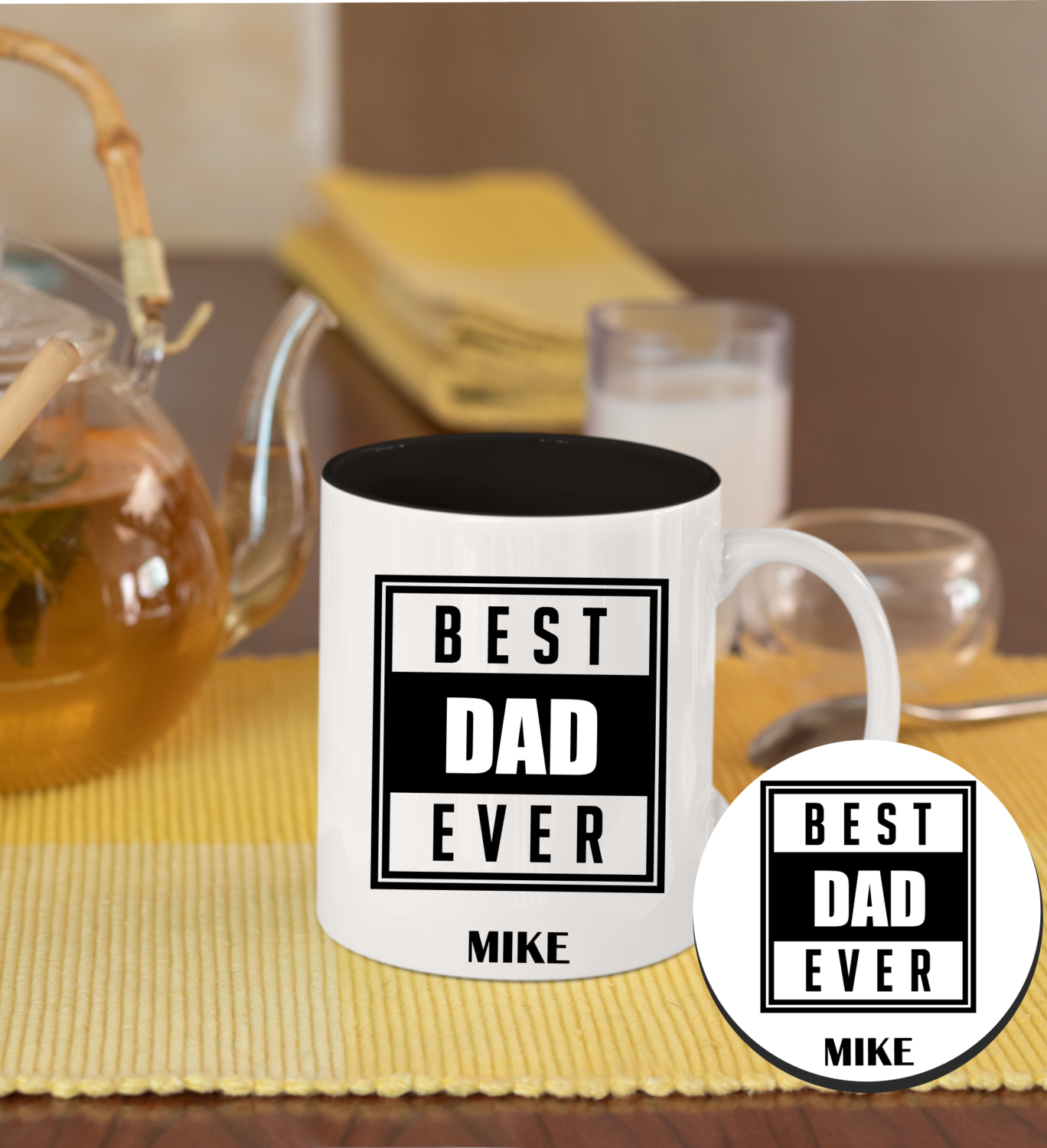 Personalized Mug &amp; Coaster Sets-Mom/Dad