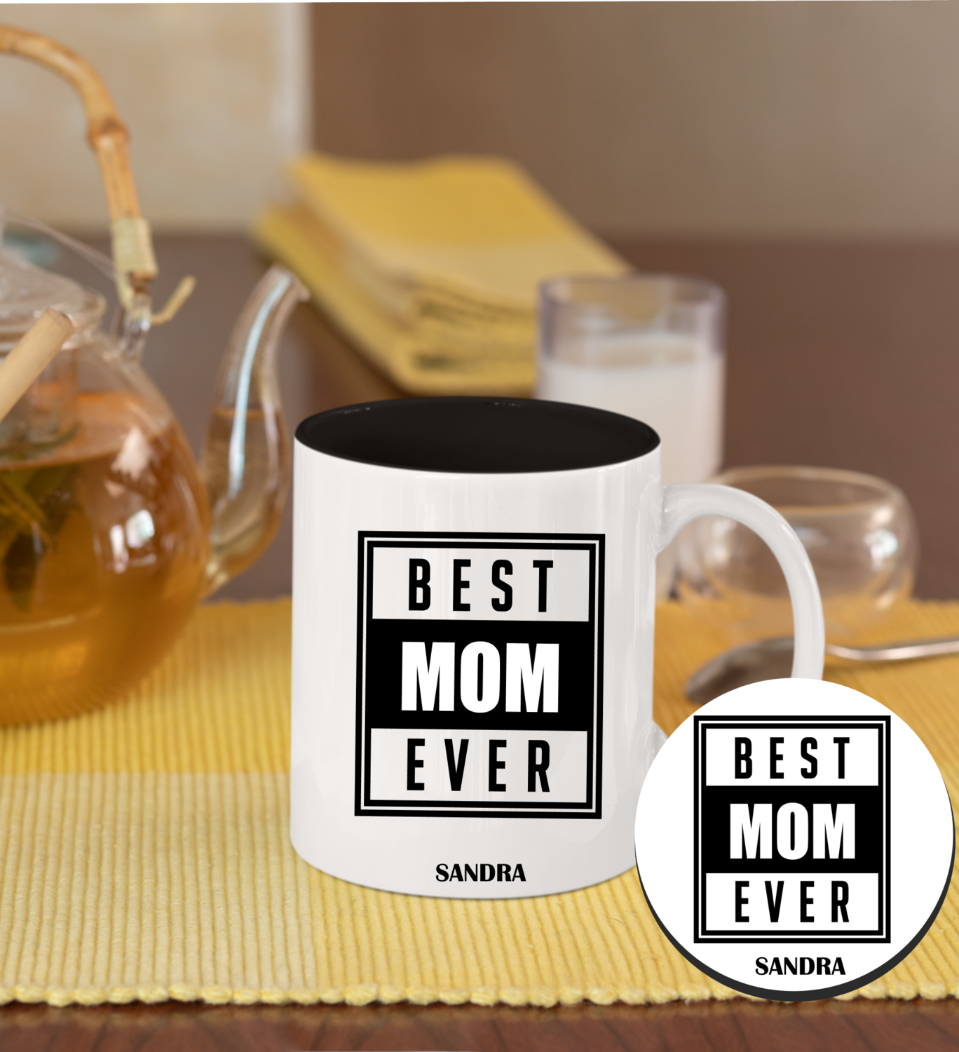 Personalized Mug &amp; Coaster Sets-Mom/Dad, Selection: Best Mom Ever