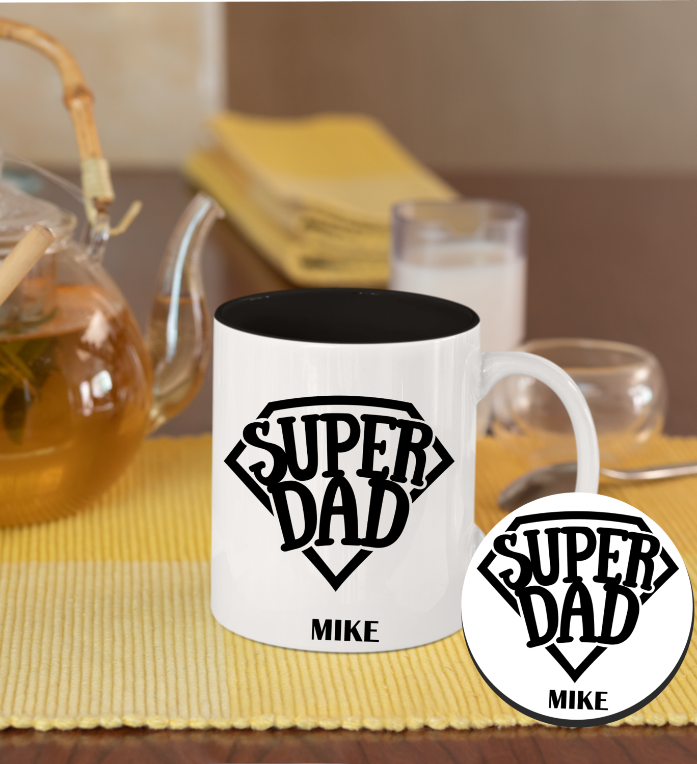 Personalized Mug &amp; Coaster Sets-Mom/Dad