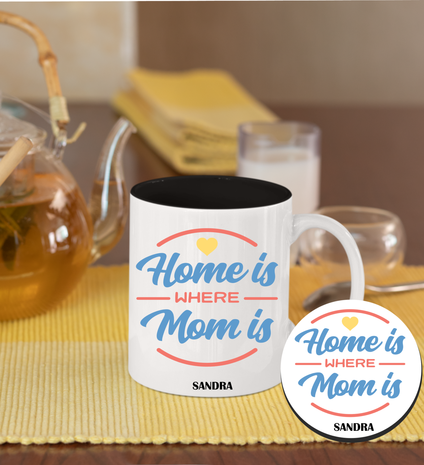 Personalized Mug &amp; Coaster Sets-Mom/Dad