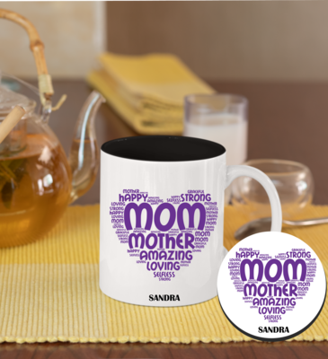 Personalized Mug &amp; Coaster Sets-Mom/Dad