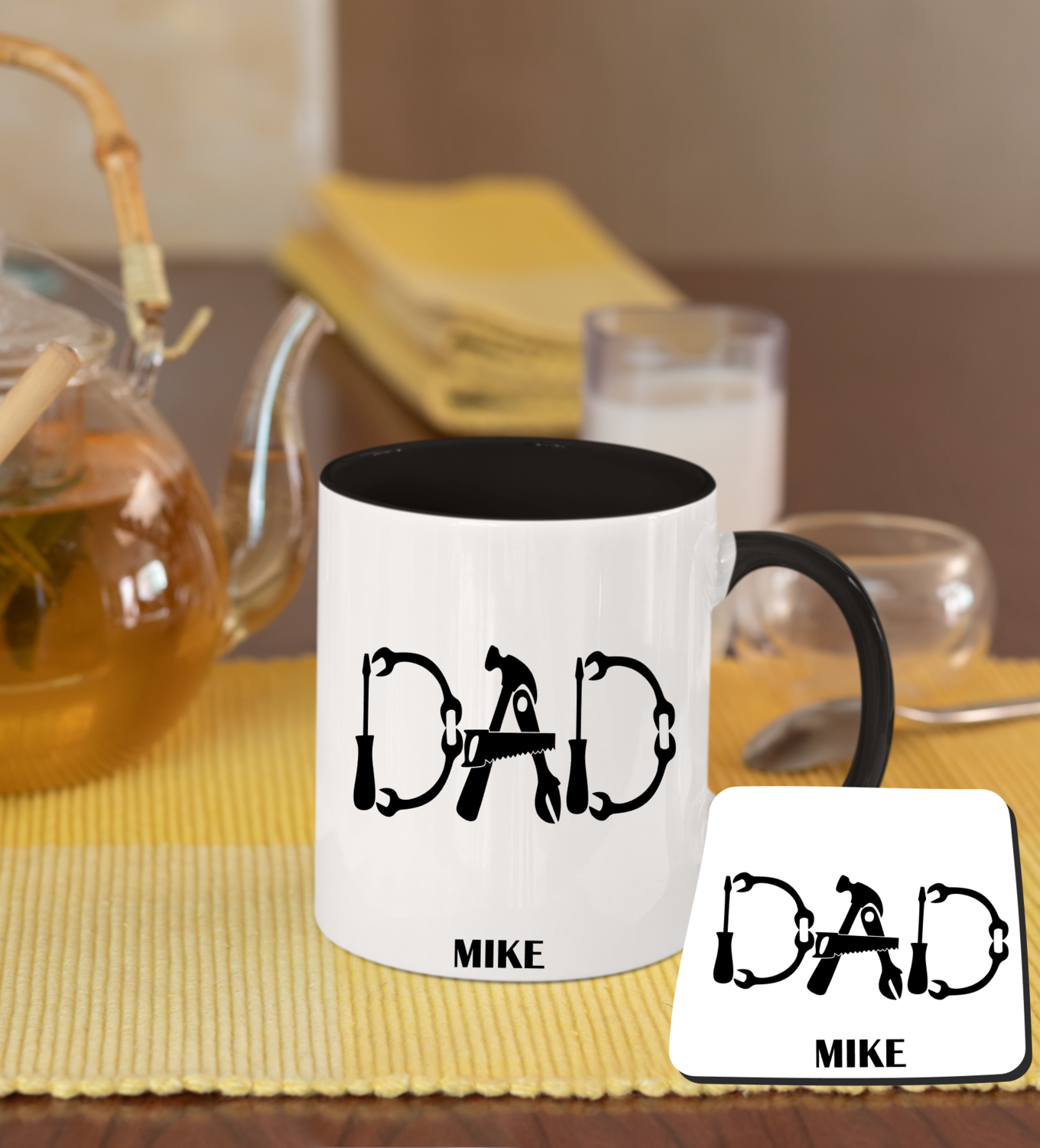 Personalized Mug &amp; Coaster Sets-Mom/Dad