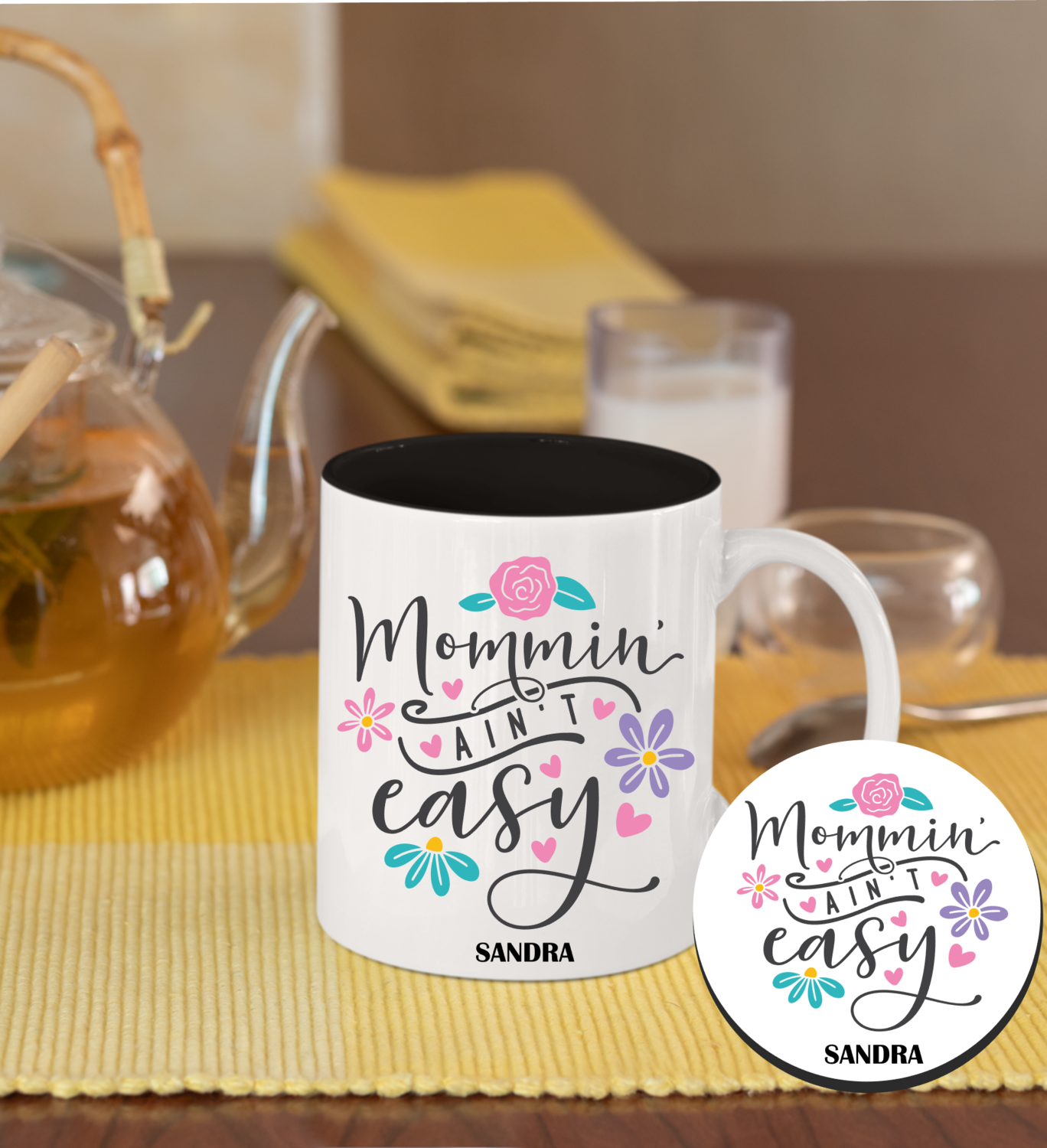 Personalized Mug &amp; Coaster Sets-Mom/Dad
