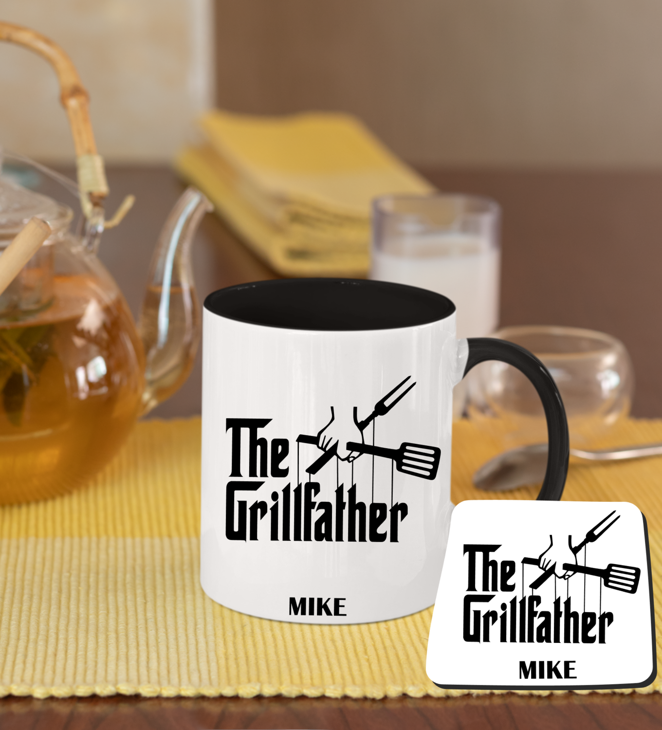 Personalized Mug &amp; Coaster Sets-Mom/Dad